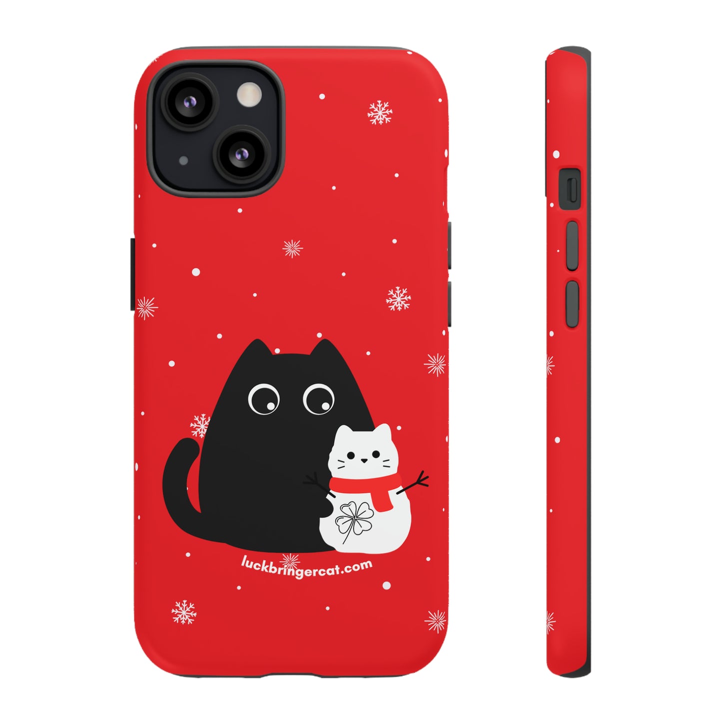 Cat Lovers Christmas Phone Case-iPhone, Samsung Galaxy, Google Pixel- Red and Black Snowman