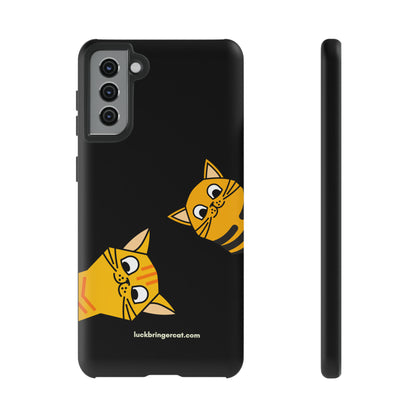 Cat Lovers Phone Case With Funny Orange Cats- iPhone, Samsung Galaxy and Google Pixel-Black