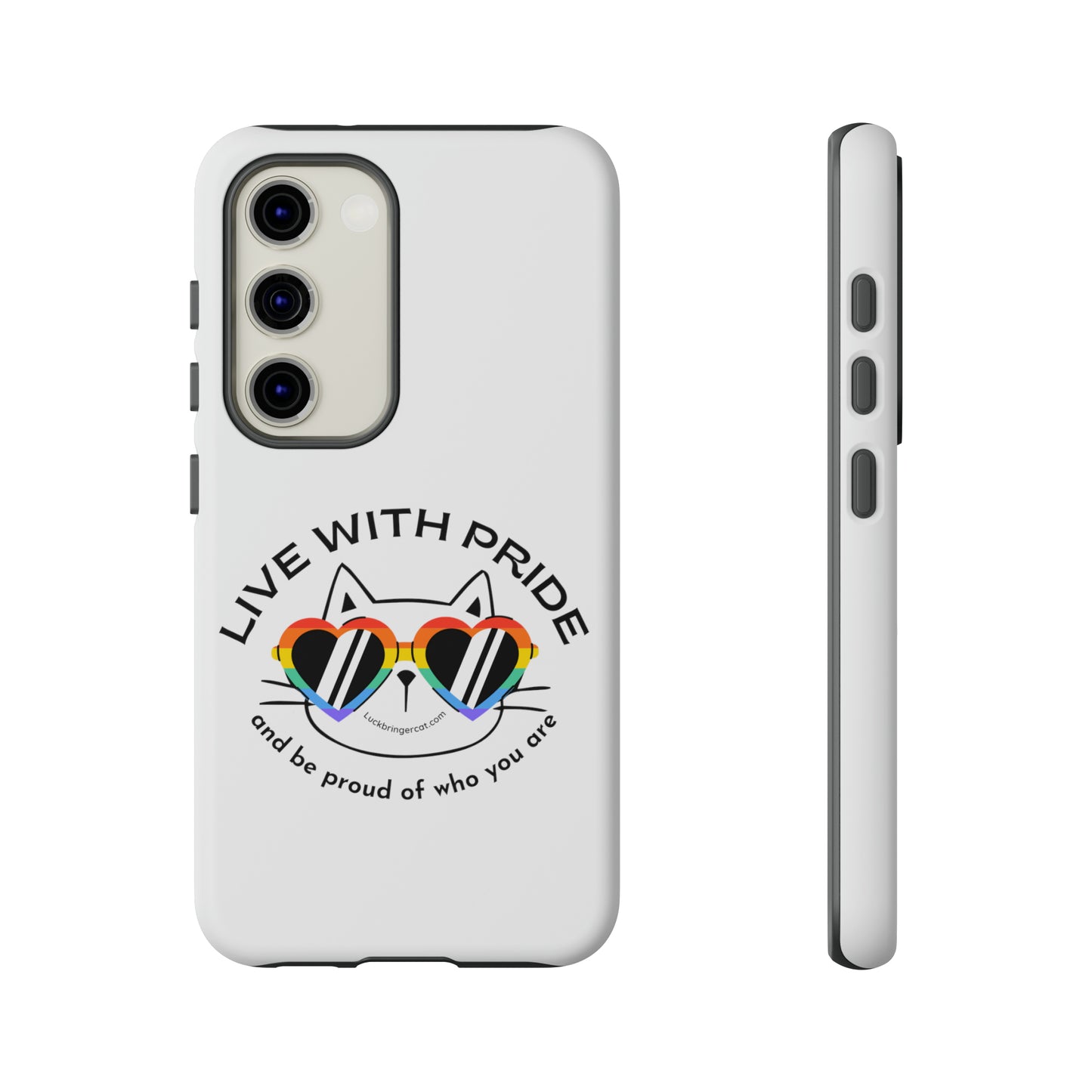 Pride Phone Case-Cat Lovers- iPhone, Samsung Galaxy, Google Pixel-LGBTQ+ Community Support-White