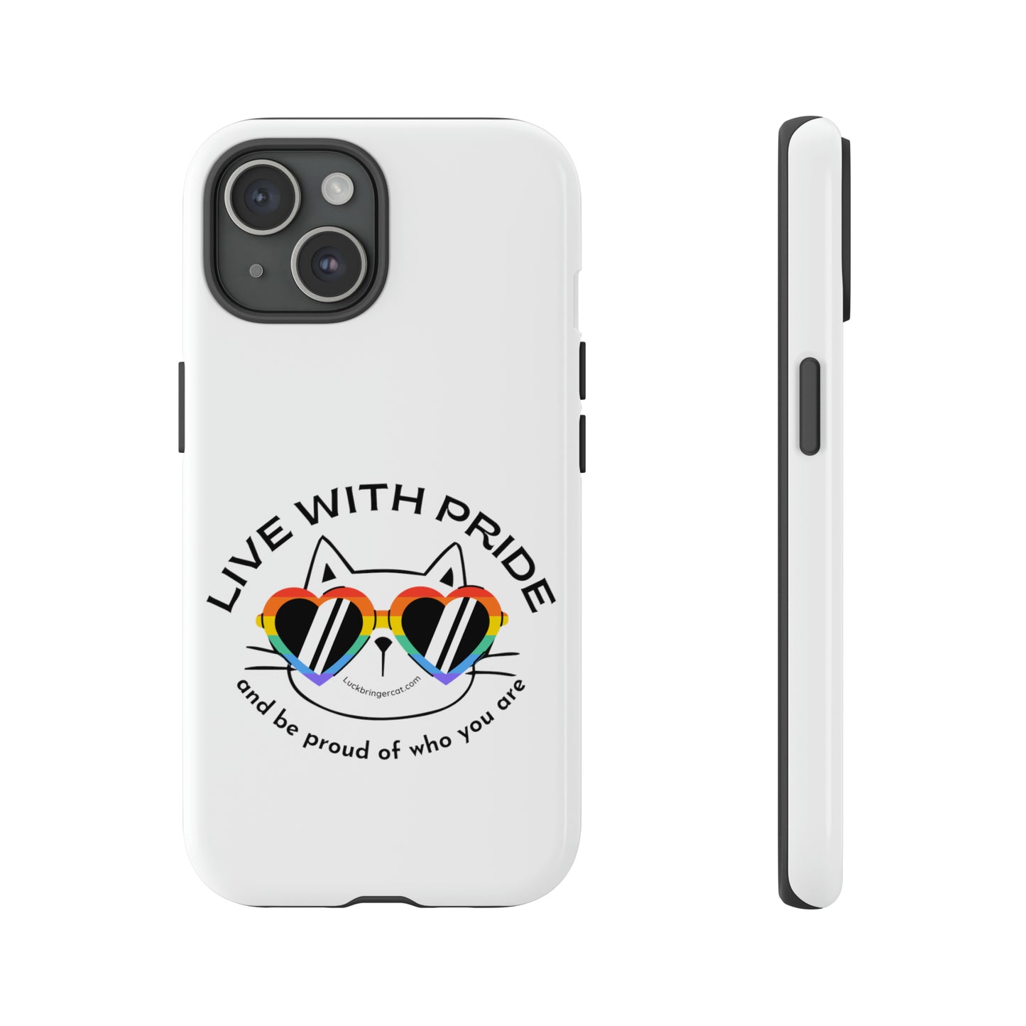 Pride Phone Case-Cat Lovers- iPhone, Samsung Galaxy, Google Pixel-LGBTQ+ Community Support-White