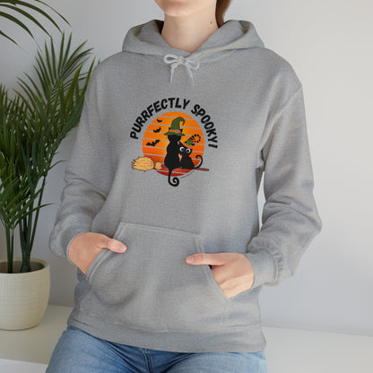 Black Cat Lovers Halloween Hoodie- Cute Spooky Retro Style Hooded Sweatshirt