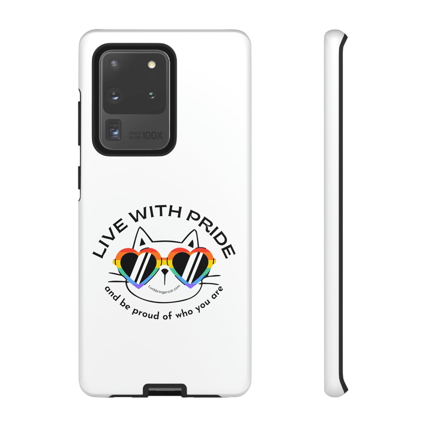 Pride Phone Case-Cat Lovers- iPhone, Samsung Galaxy, Google Pixel-LGBTQ+ Community Support-White