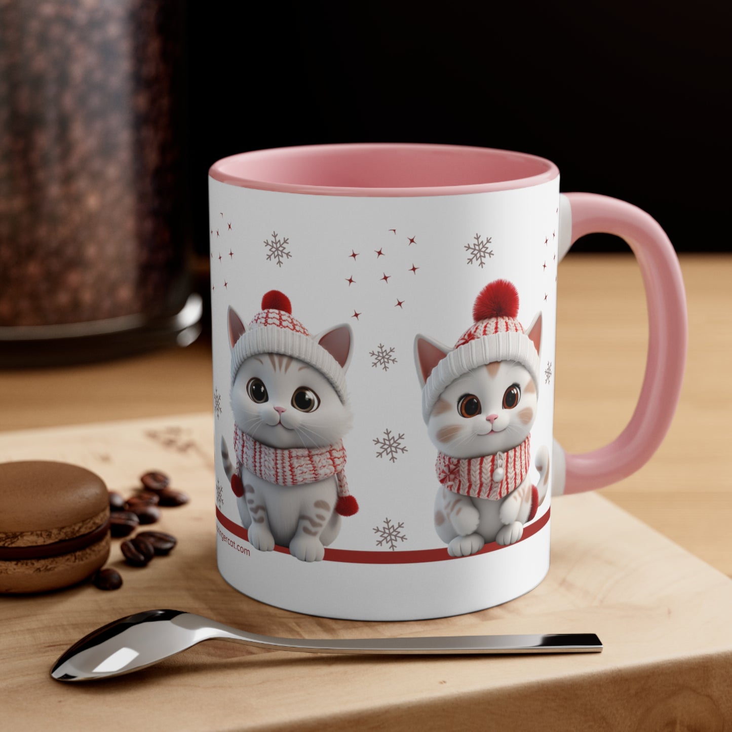 Christmassy Coffee Mug for Cat Lovers with Cute 3D Kittens