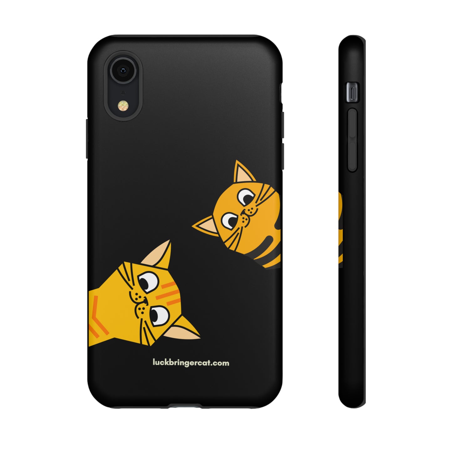 Cat Lovers Phone Case With Funny Orange Cats- iPhone, Samsung Galaxy and Google Pixel-Black