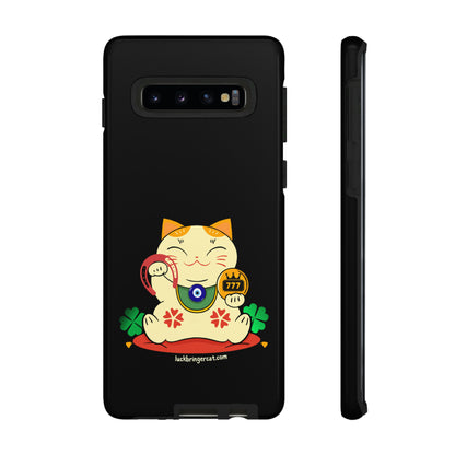 Cat Lovers Tough Phone Case- Lucky Maneki Neko-Black- iPhone, Samsung Galaxy, Google Pixel