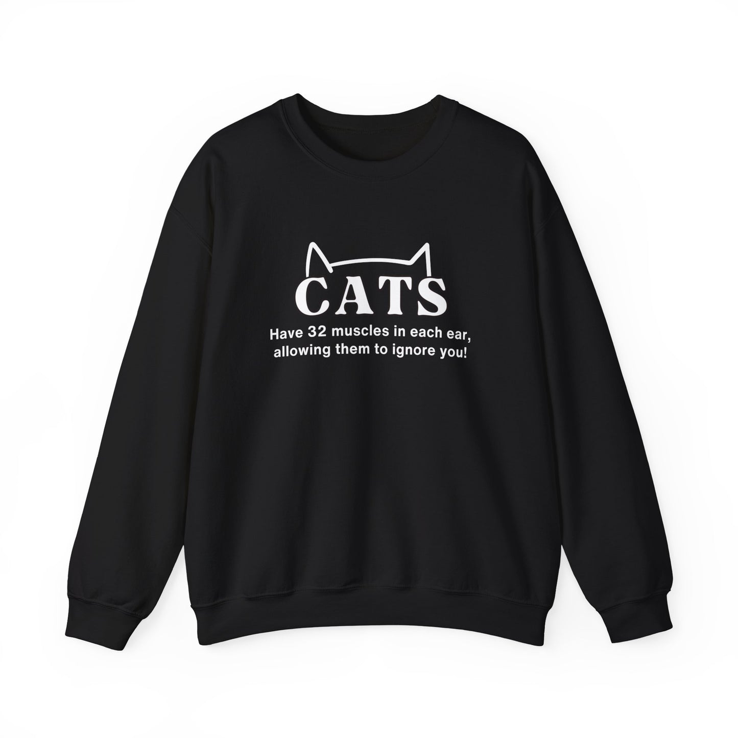 Crewneck Sweatshirt- Funny Sweater For Cat Lovers-Cats Have 32 Muscles