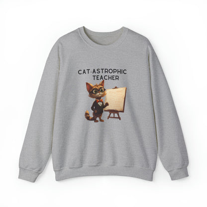 Teachers' Funny Sweatshirt - Unisex Sweater for Cat Lover Teachers - Catastrophic Teacher