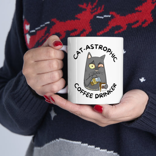 Funny Cat Coffee Lovers Coffee Mug - Catastrophic Coffee Drinker Cup