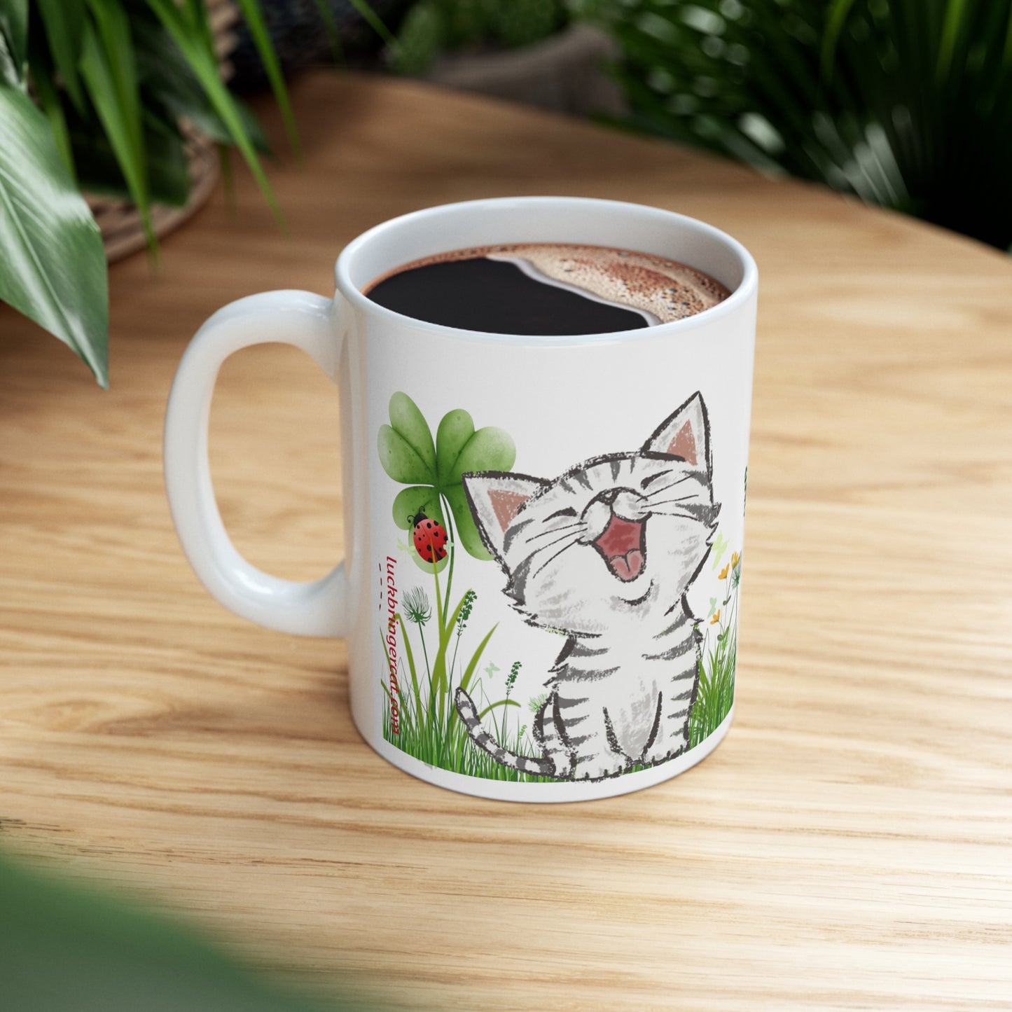 cat kitten  lovers mug- ceramic coffee mug with cute happy kitten perfect gift for cat moms or animal lovers 