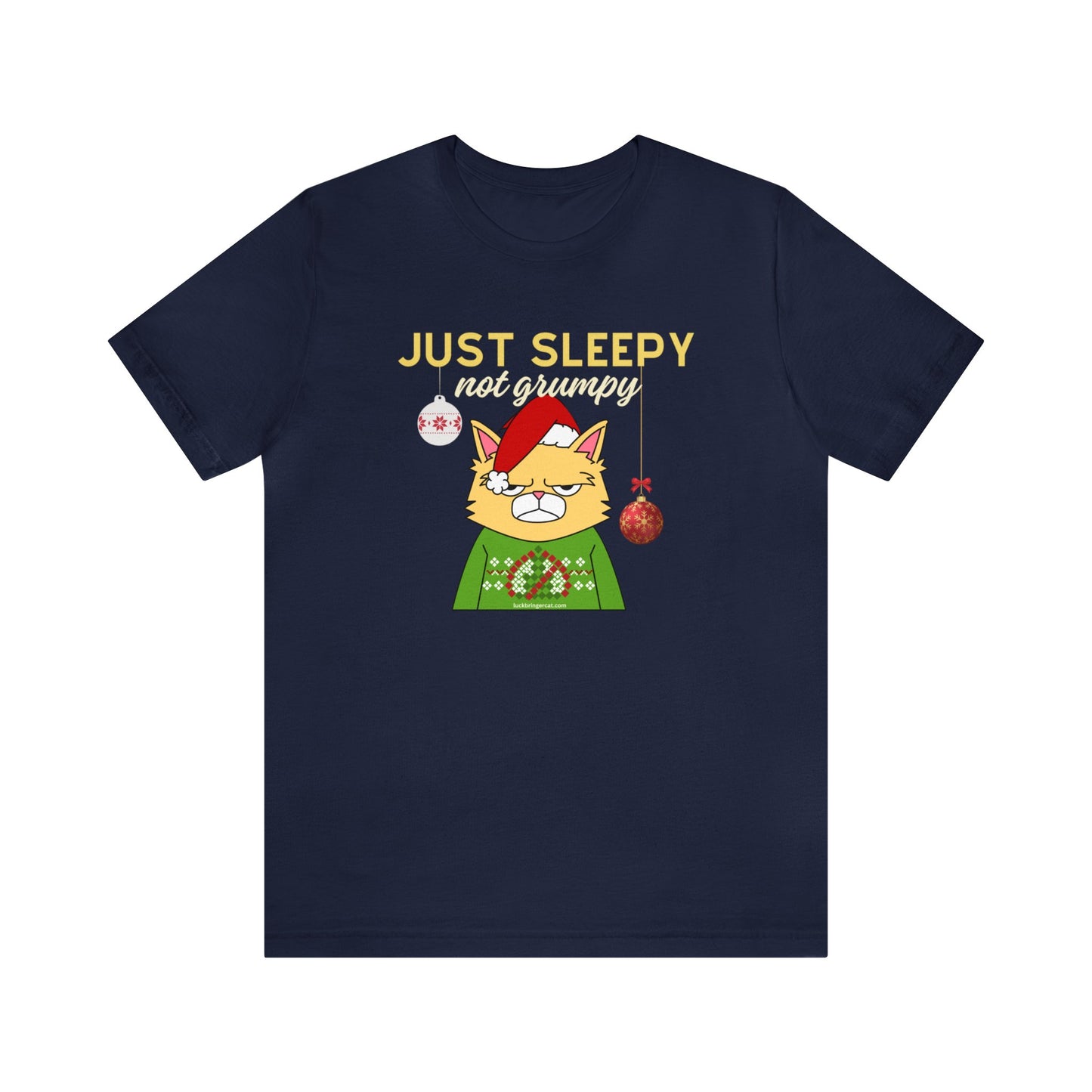 Christmas T-shirt for Cat Lovers With Sleepy Not Grumpy Santa Cat