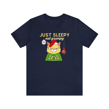 Christmas T-shirt for Cat Lovers With Sleepy Not Grumpy Santa Cat