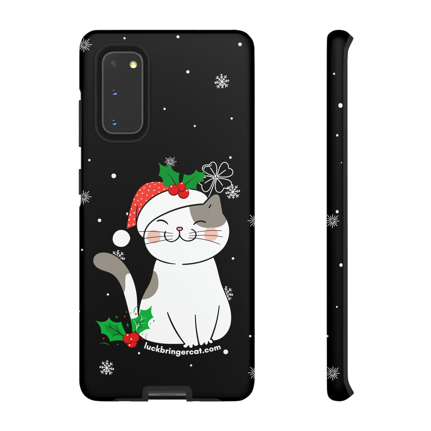 Cat Lovers Christmas Phone Case-iPhone, Samsung Galaxy,Google Pixel- Black With Cute Kitten