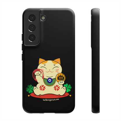 Cat Lovers Tough Phone Case- Lucky Maneki Neko-Black- iPhone, Samsung Galaxy, Google Pixel