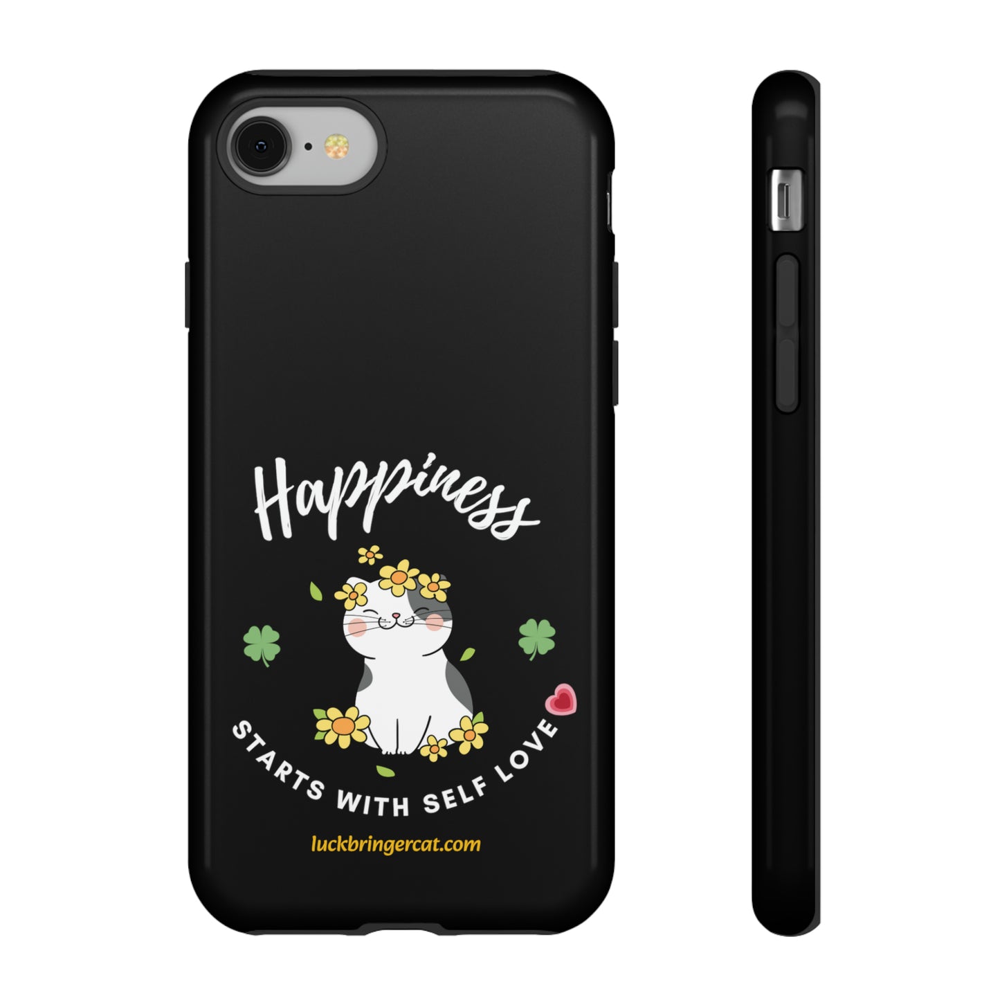 Cat Lovers Phone Case-Black- iPhone, Samsung Galaxy- Happiness - Selflove