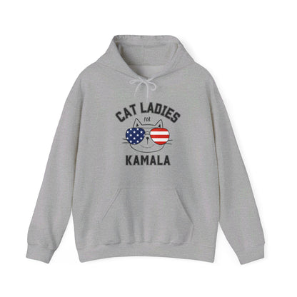 Cat Ladies For Kamala Harris Hooded Sweatshirt -2024 US Presidential Election Hoodie