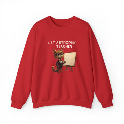 Teachers' Funny Sweatshirt - Unisex Sweater for Cat Lover Teachers - Catastrophic Teacher