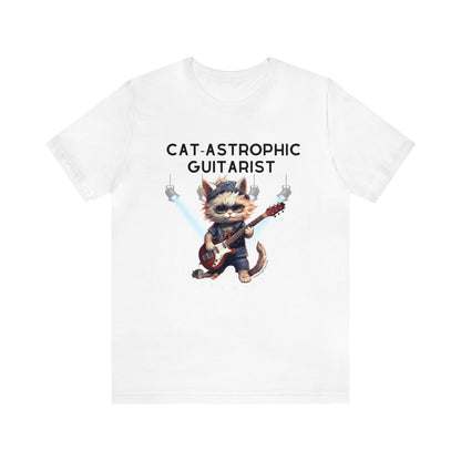 Unisex Cotton T-shirt - Catastrophic Guitarist Shirt for Cat Lovers