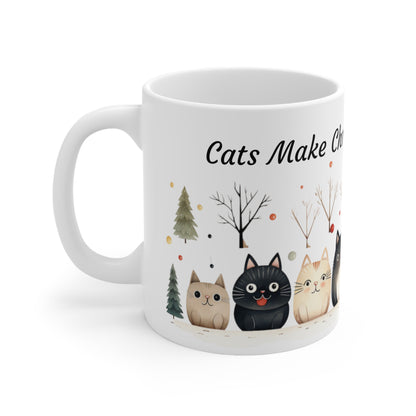 Cat Lovers Christmas Mug - Cats Make Christmas Meowgical -