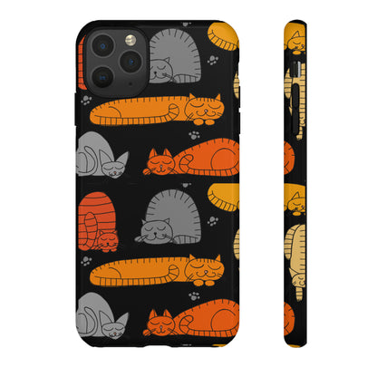 Black Phone Case with Cute Colorful Sleeping Cats -iPhone 15 Plus, iPhone 15 Pro, iPhone 15 Pro Max, iPhone 14 Plus, iPhone 14 Pro, iPhone 14 Pro Max, iPhone 13 mini, iPhone 13 Pro, iPhone 13 Pro Max, iPhone 12 mini, iPhone 12 Pro, iPhone 12 Pro Max, iPhone 11 Pro, iPhone 11 Pro Max, iPhone X, iPhone XR, iPhone XS, iPhone XS Max, iPhone 8, iPhone 8 Plus - Gift for cat kitten lovers- cat mom gift-cat mum gift