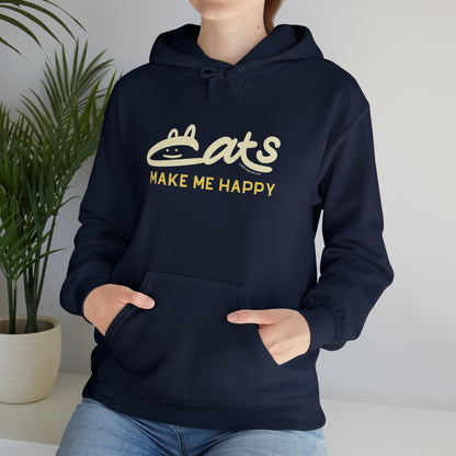 Cat Lovers Hooded Sweatshirt - Cats Make Me Happy