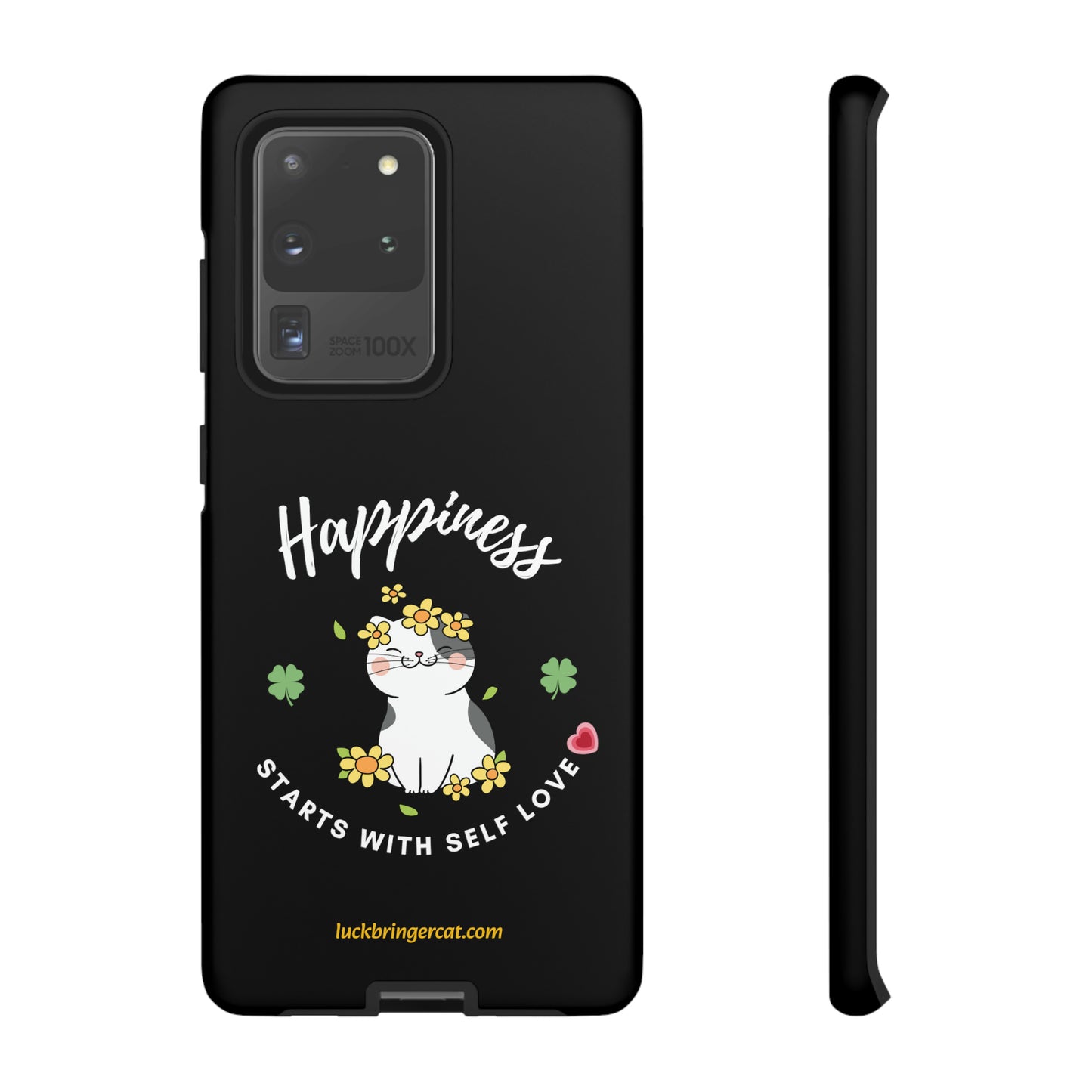 Cat Lovers Phone Case-Black- iPhone, Samsung Galaxy- Happiness - Selflove