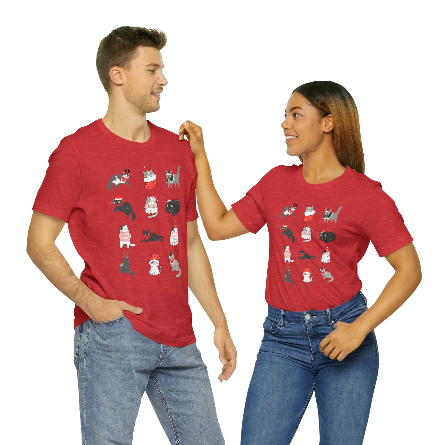 Cat Lovers Christmas T-Shirt With Cute Christmassy Cats