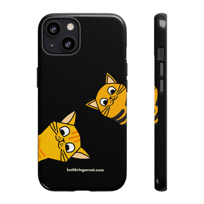 Cat Lovers Phone Case With Funny Orange Cats- iPhone, Samsung Galaxy and Google Pixel-Black