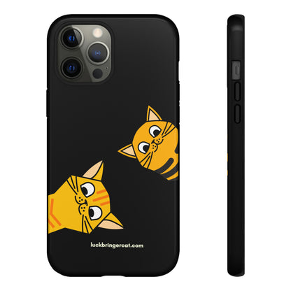 Cat Lovers Phone Case With Funny Orange Cats- iPhone, Samsung Galaxy and Google Pixel-Black