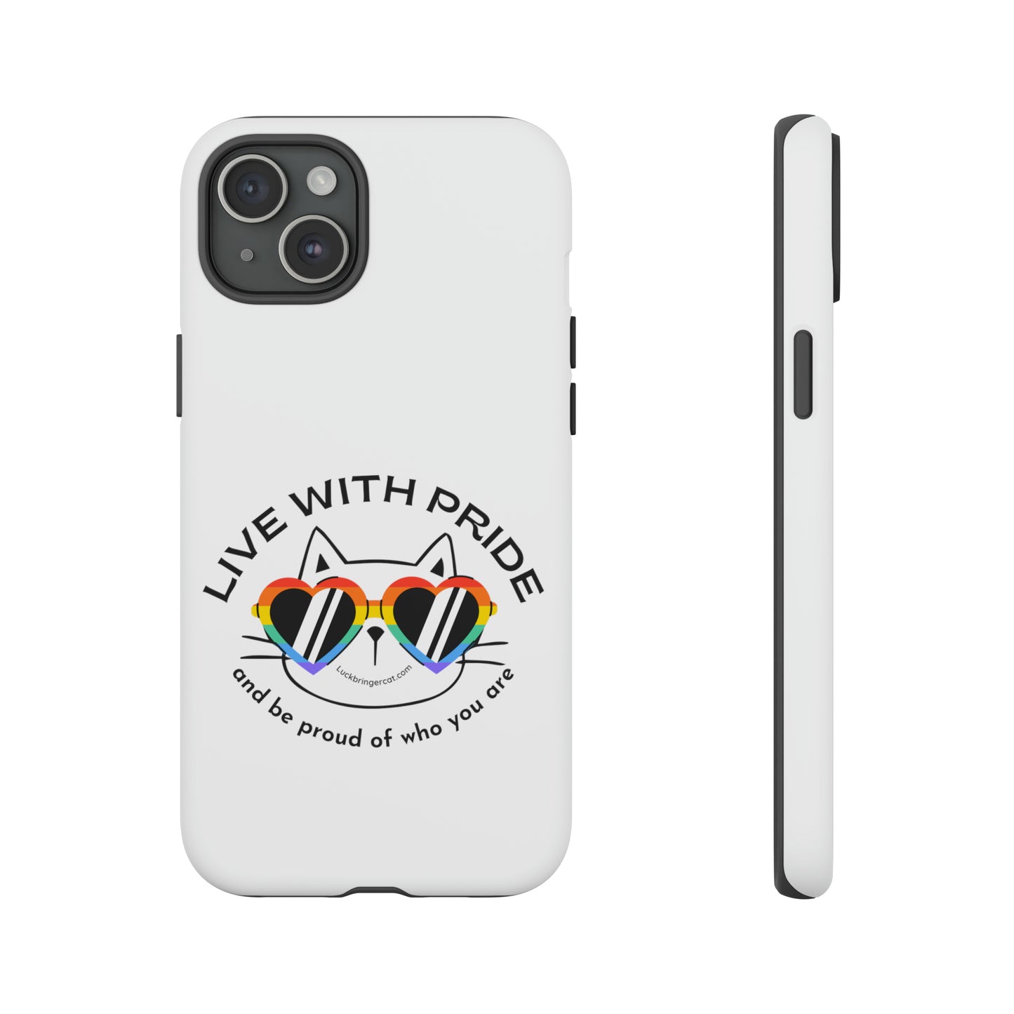 Pride Phone Case-Cat Lovers- iPhone, Samsung Galaxy, Google Pixel-LGBTQ+ Community Support-White