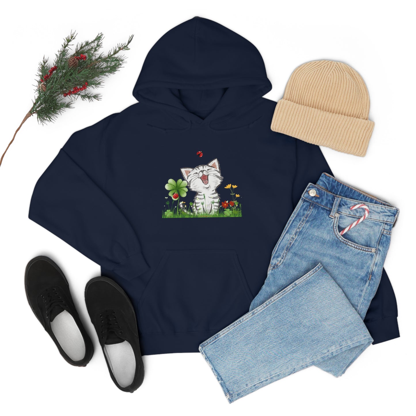 Unisex Hooded Sweatshirt - Cute Cat