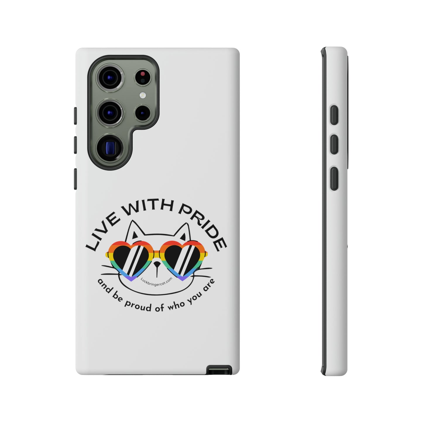 Pride Phone Case-Cat Lovers- iPhone, Samsung Galaxy, Google Pixel-LGBTQ+ Community Support-White