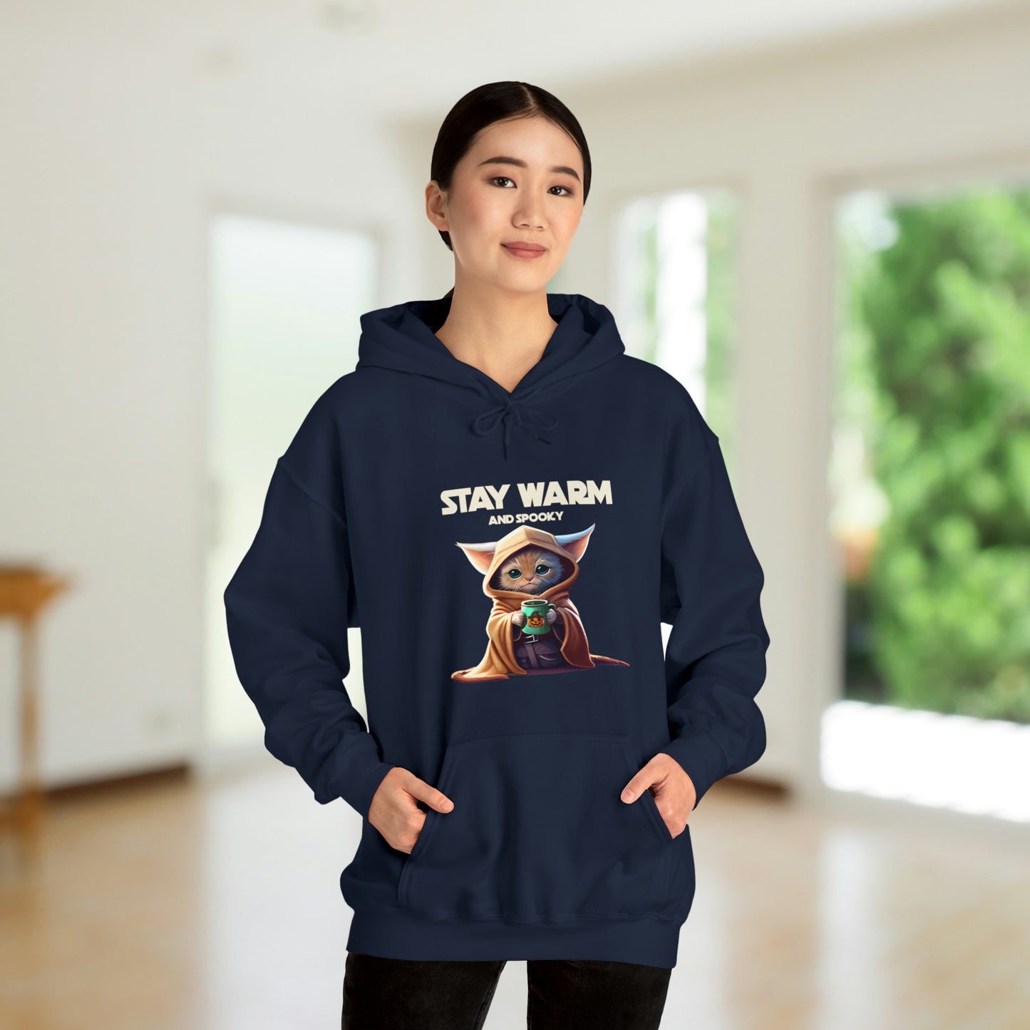 Cat Lovers Hooded Sweatshirt - Starwars Stay Warm and Spooky Hoodie