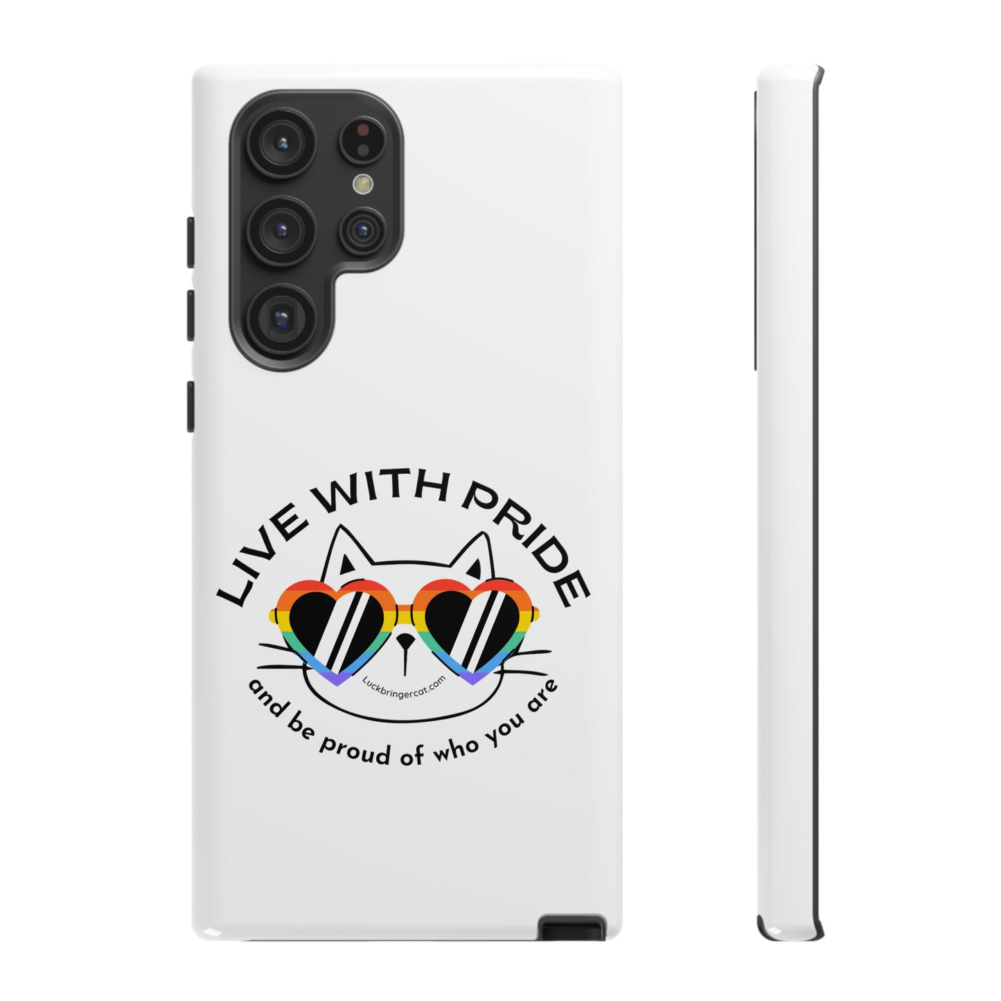 Pride Phone Case-Cat Lovers- iPhone, Samsung Galaxy, Google Pixel-LGBTQ+ Community Support-White