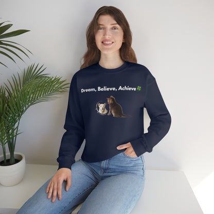 Inspirational Crewneck Sweatshirt - Dream, Believe, Achieve