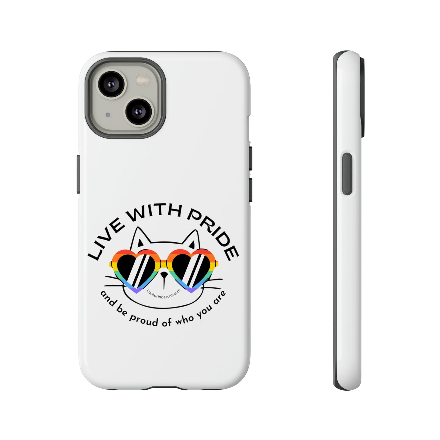 Pride Phone Case-Cat Lovers- iPhone, Samsung Galaxy, Google Pixel-LGBTQ+ Community Support-White