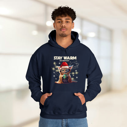 Graphic Christmas Hooded Sweatshirt for Cat Lovers - Stay Warm and Christmassy Hoodie