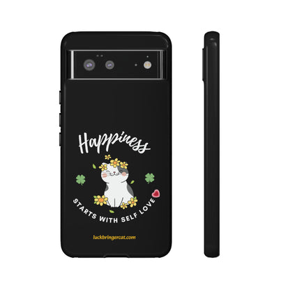 Cat Lovers Phone Case-Black- iPhone, Samsung Galaxy- Happiness - Selflove