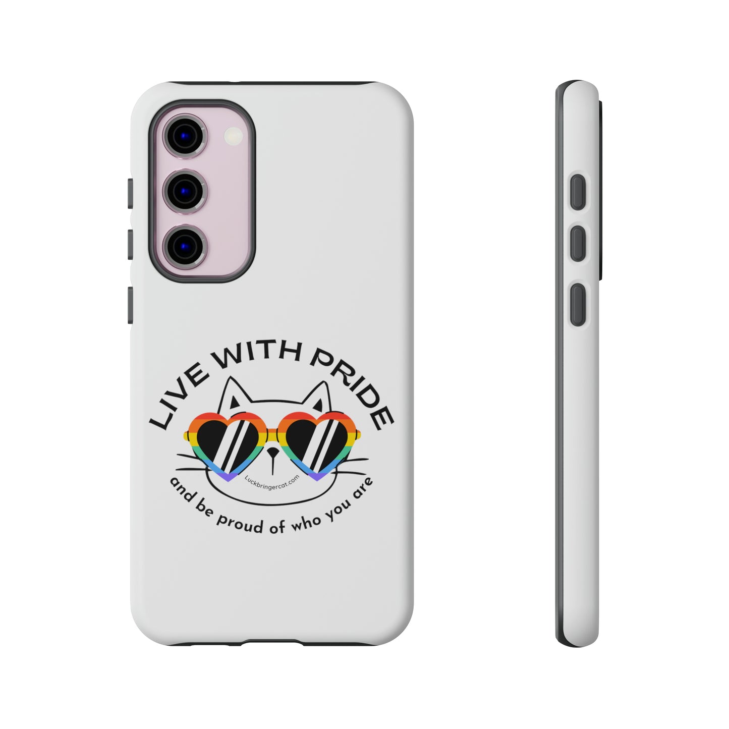 Pride Phone Case-Cat Lovers- iPhone, Samsung Galaxy, Google Pixel-LGBTQ+ Community Support-White