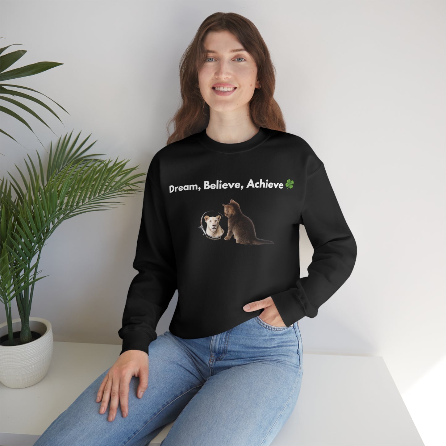 Inspirational Crewneck Sweatshirt - Dream, Believe, Achieve