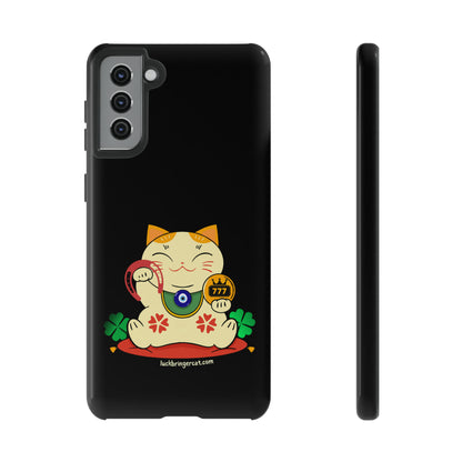 Cat Lovers Tough Phone Case- Lucky Maneki Neko-Black- iPhone, Samsung Galaxy, Google Pixel