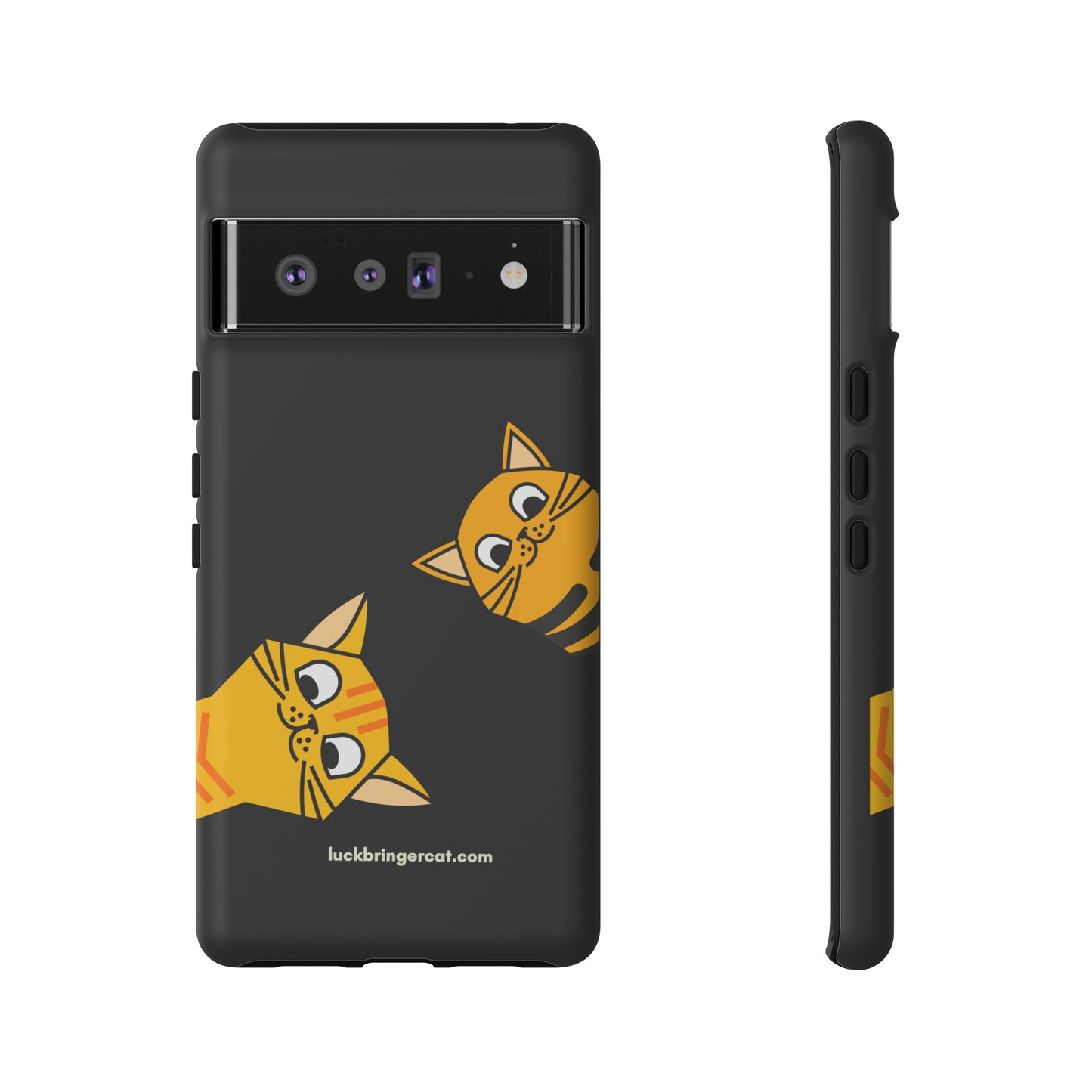 Cat Lovers Phone Case With Funny Orange Cats- iPhone, Samsung Galaxy and Google Pixel-Black