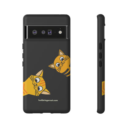 Cat Lovers Phone Case With Funny Orange Cats- iPhone, Samsung Galaxy and Google Pixel-Black