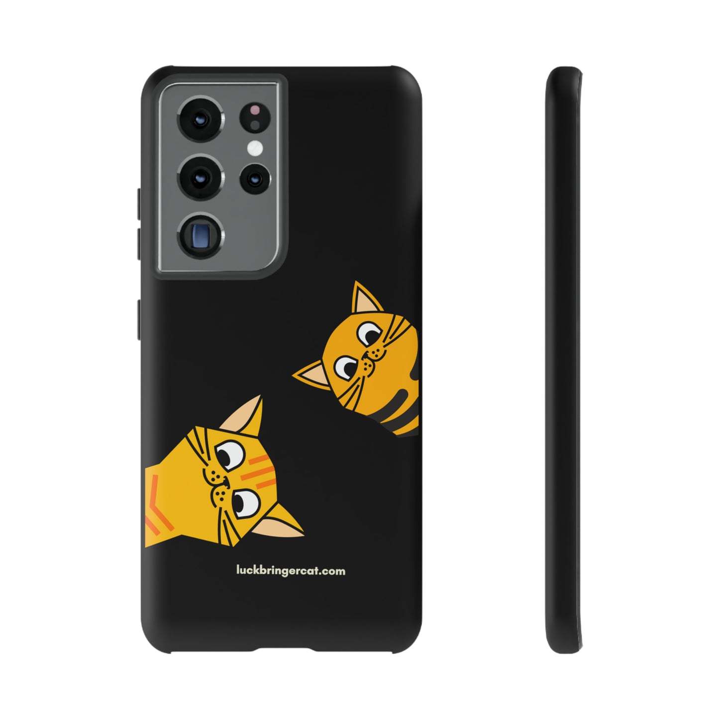 Cat Lovers Phone Case With Funny Orange Cats- iPhone, Samsung Galaxy and Google Pixel-Black