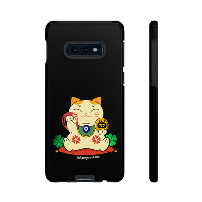 Cat Lovers Tough Phone Case- Lucky Maneki Neko-Black- iPhone, Samsung Galaxy, Google Pixel