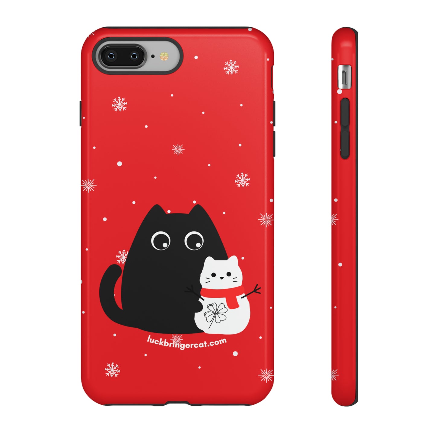 Cat Lovers Christmas Phone Case-iPhone, Samsung Galaxy, Google Pixel- Red and Black Snowman