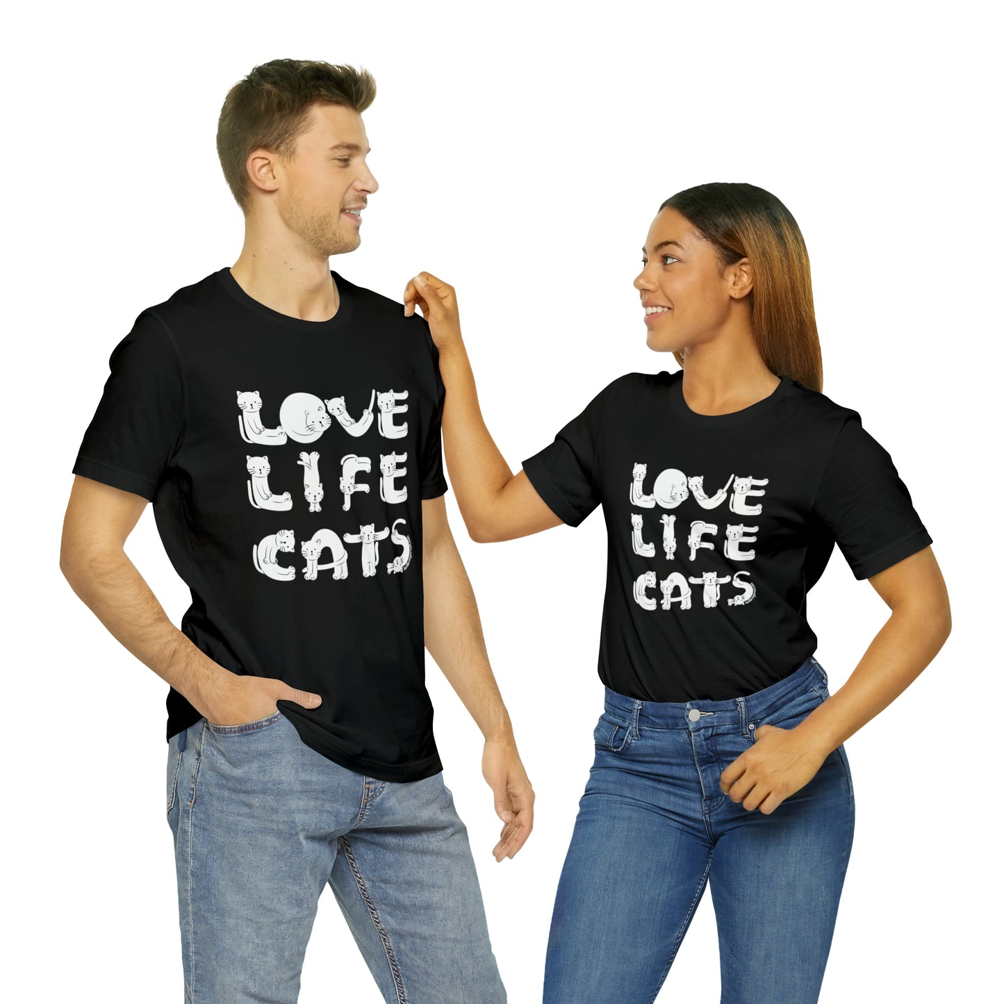 Funny Cat Lovers T-Shirt- Love Life Cats Shirt