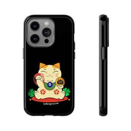 Cat Lovers Tough Phone Case- Lucky Maneki Neko-Black- iPhone, Samsung Galaxy, Google Pixel