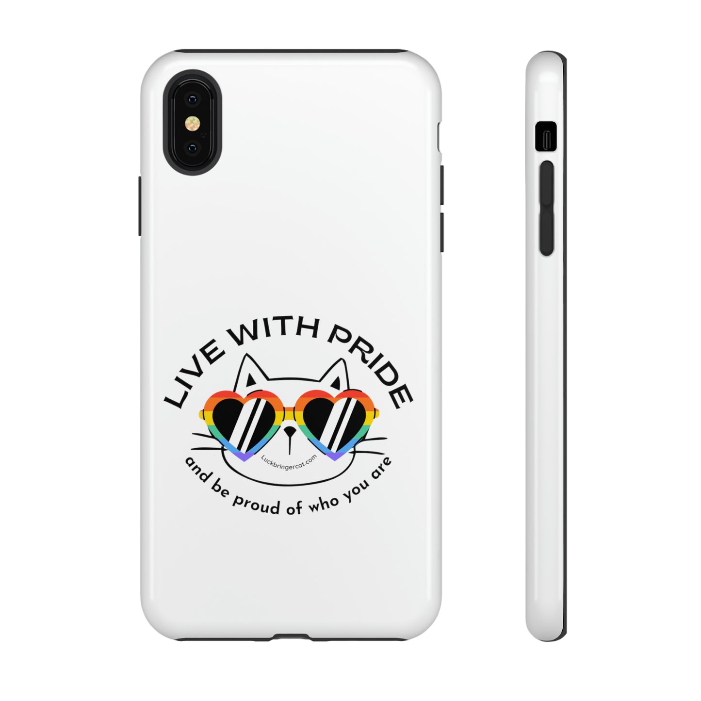 Pride Phone Case-Cat Lovers- iPhone, Samsung Galaxy, Google Pixel-LGBTQ+ Community Support-White