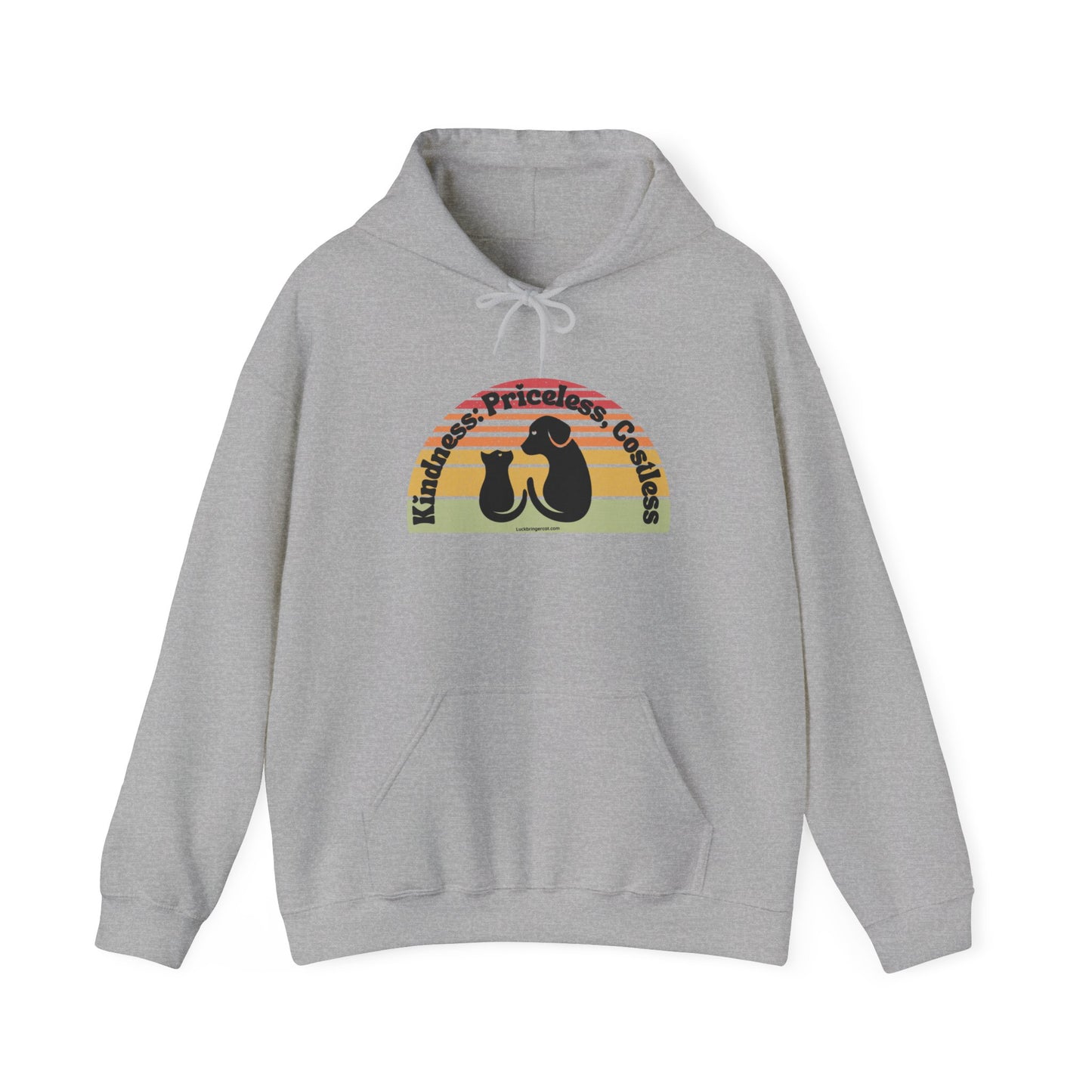 Cat Lovers Hooded Sweatshirt - Kindness Priceless Costless - Retro