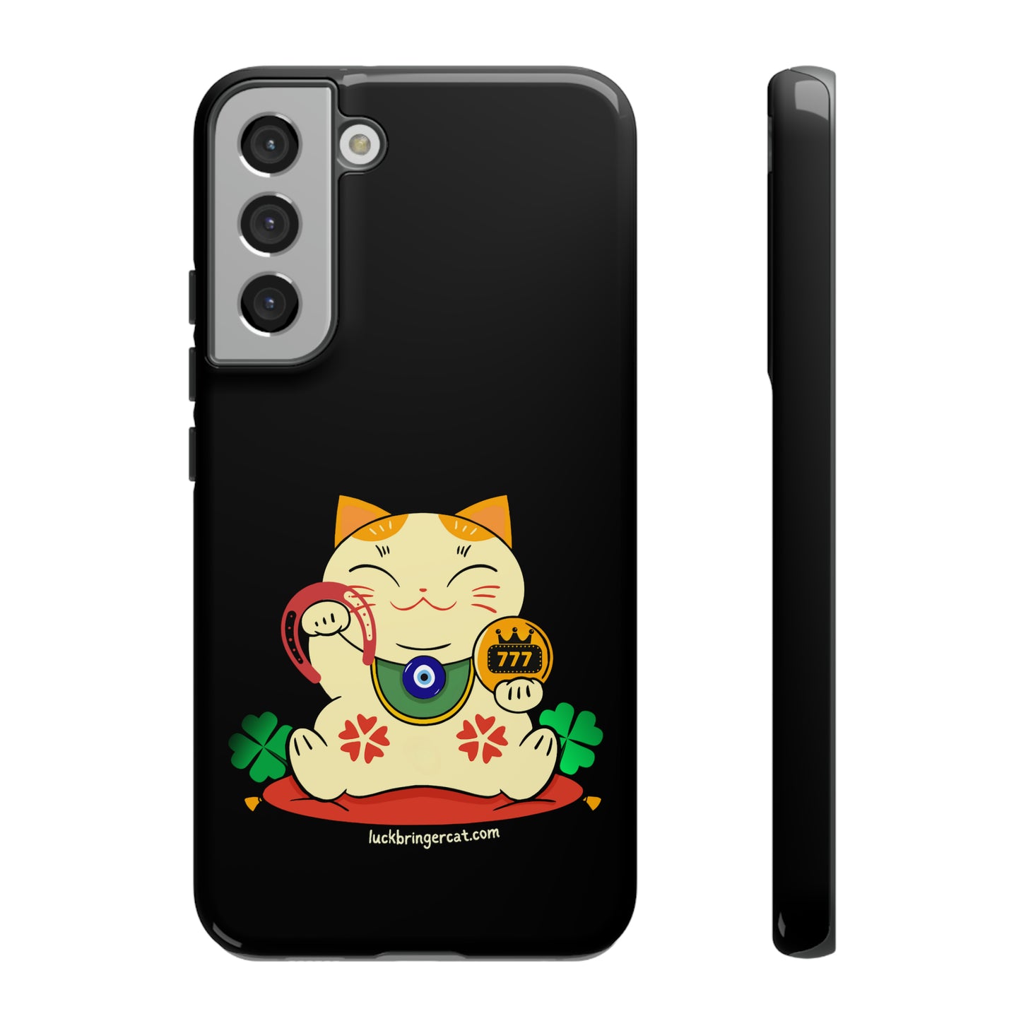 Cat Lovers Tough Phone Case- Lucky Maneki Neko-Black- iPhone, Samsung Galaxy, Google Pixel